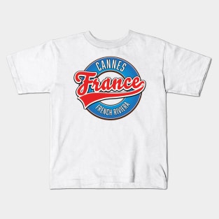 Cannes French Rivera France retro logo Kids T-Shirt